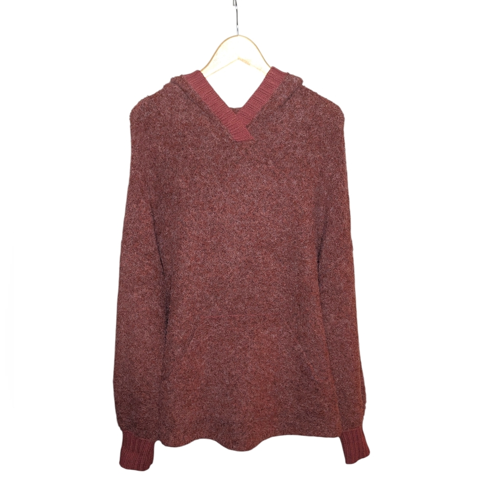 Free People Mila Hoodie Sweater Size Small Cherry Mahogany Oversized Boucle Knit - Picture 2 of 14